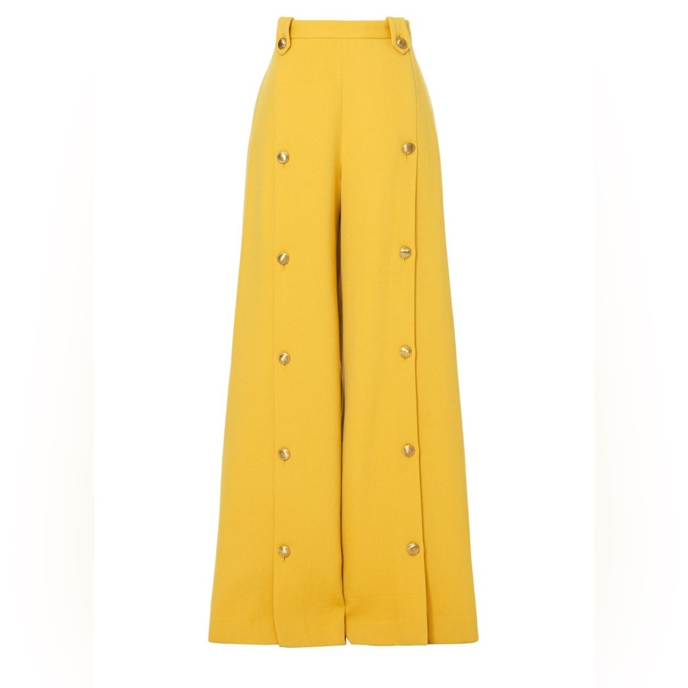 Rosetta Getty Button Front Trousers in Yellow Tweed. Sz8